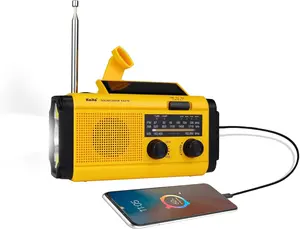 Kaito Voyager Solar Crank AM/FM & NOAA Weather Radio, Rechargeable 4000 mAh Battery, LED Flashlight Portable Emergency Radio for Outdoor and Home Use