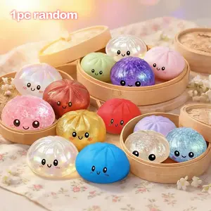 【Blind Box】2026 New Glitter Dumpling Squishy with Steamer Box, Soft Sensory Fidget Steamed Bun Squeeze Tool for Adult Stress & Anxiety Relief,