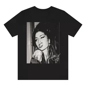 Amy Winehouse Hot Vintage T-Shirt, Rock Punk Y2k Black Shirt, Cotton Fabric Menswear Top