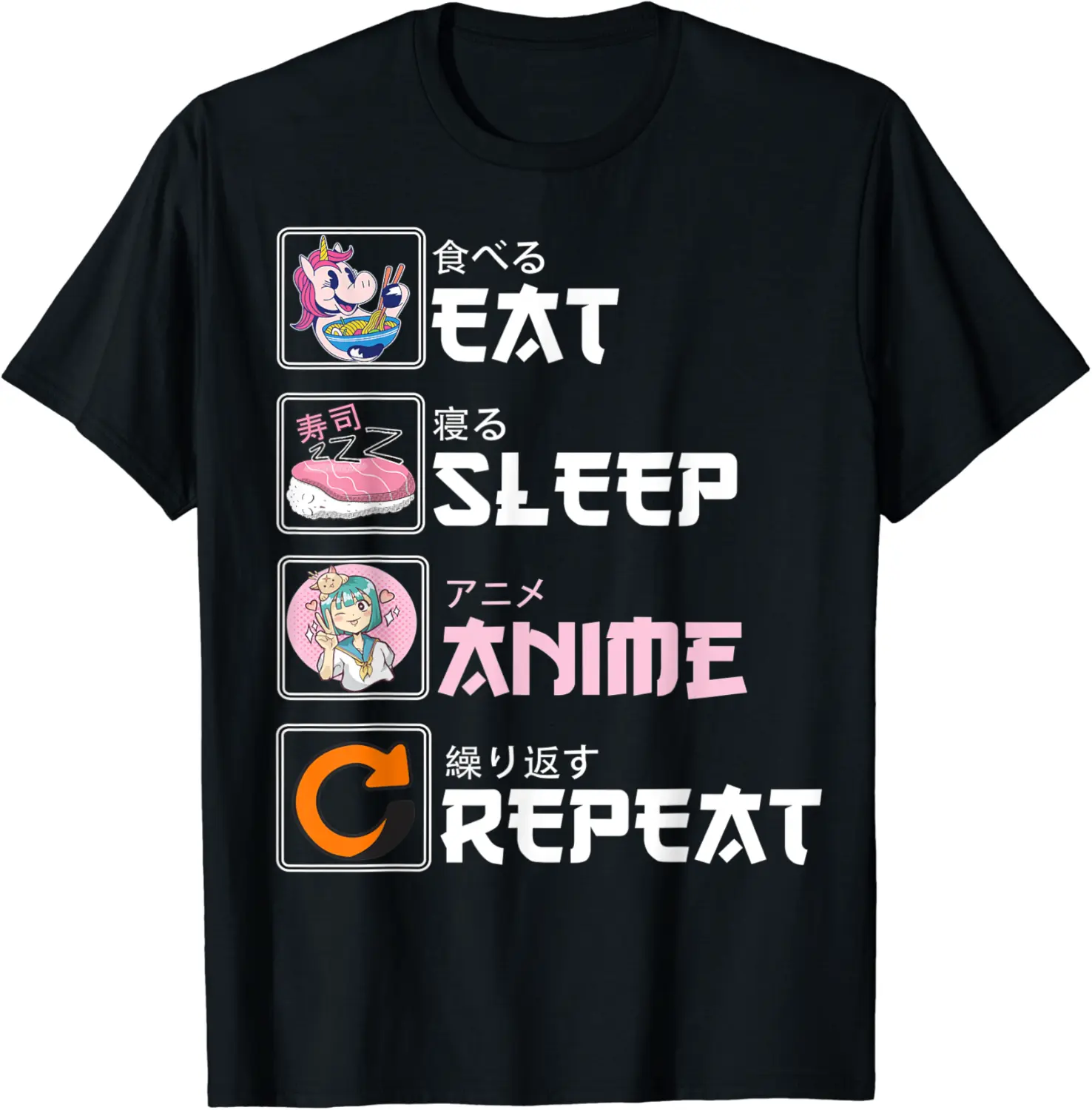 Eat Sleep Anime Repeat Shirt, Funny Japanese Manga Gift Tee T-Shirt - Jenniferlau Shop 29B08LT5XJLW