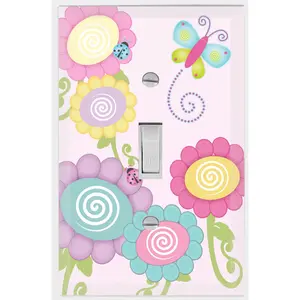 Cute Flower Light Switch Cover - Floral Design with Colorful Flowers and Butterfly, Ideal for Decorative Use