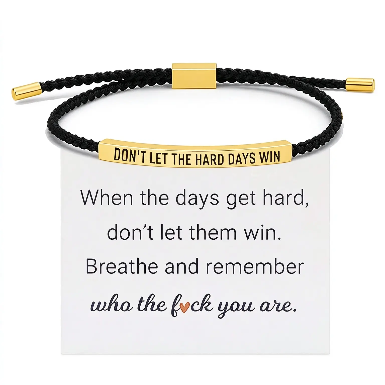 Don't Let The Hard Days Win Inspire Bracelet - Adjustable Stainless Steel &  Braided Design with Engraved Message - Adjustable Up to 10",Elegant Design with Unique Patterns and Tone,Perfect for Women Men Inspirational Jewelry Gifts