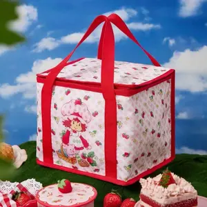 Strawberry Shortcake Cute Insulated Lunch Bag Pink & Red Thermal Tote Large Capacity Keeps Food Warm or Cold Sturdy Handle for Daily Use - Tableware
