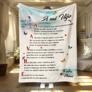 Butterfly & Letter Pattern Slogan Print Blanket, 1 Count Soft Warm Throw Blanket, Air-conditioned Room Blanket, Warm Nap Blanket for Home Office Travel