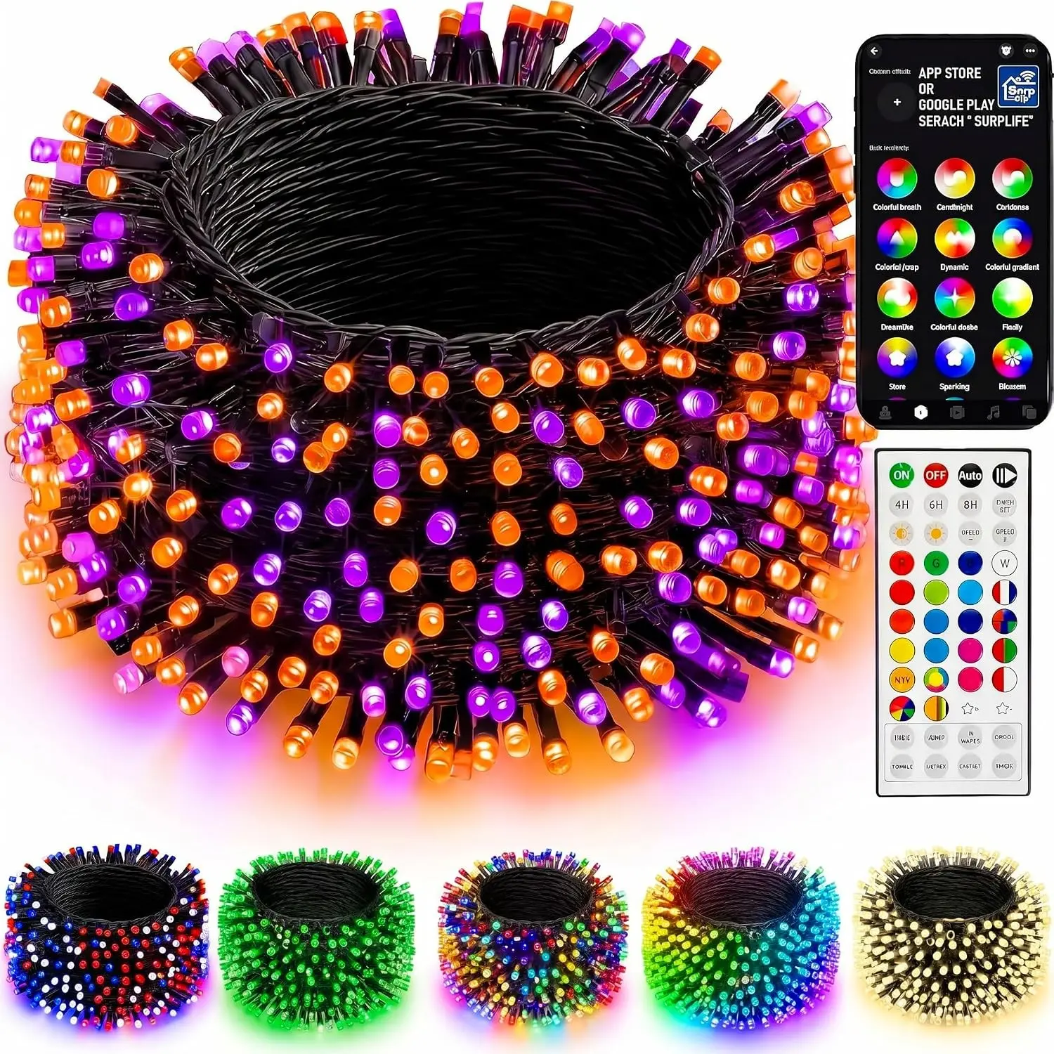 Dazzle Bright Smart Color Changing Christmas Lights, 66FT 200 LED RGB String Lights with Remote & App Controlled, Halloween 4th of July Decoration for Indoor Outdoor Holiday Xmas Tree Party Decor