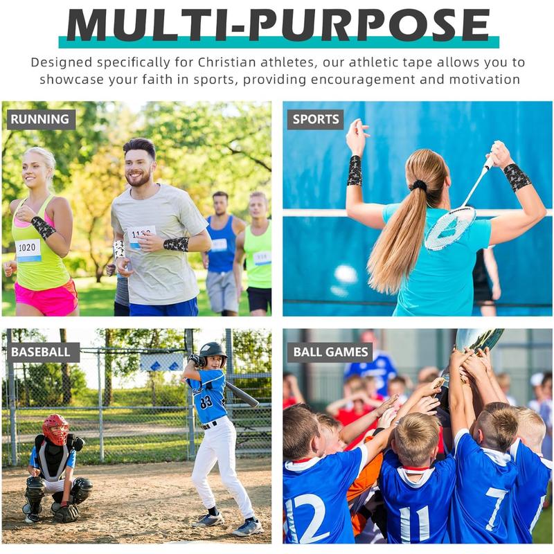 Cross Tape Christian Athletic Tape 2IN X 15FT Elastic Wrist Wrap for Baseball Soccer Football Gymnastic Non Woven Jesus Self Adhesive Sports Tape Cotton Sports Tape with Christian Cross