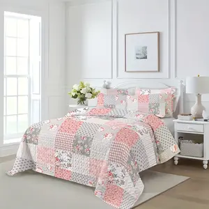 3PCS Ultra-Cozy Bedspread Set - Breathable & Wrinkle-Resistant, Fits Twin/Queen/King Beds, Includes Decorative Pillowcases