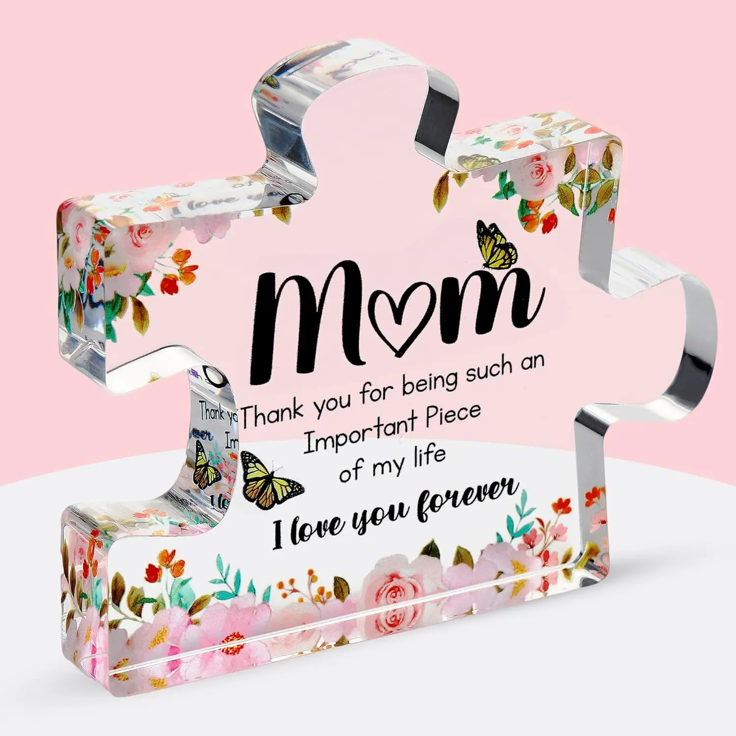 Gifts for Mom - Cute Engraved Acrylic Block Puzzles Piece - Adorable Mom Gift from Son, Daughter - Fun Christmas, Mothers Day, Birthday Gift Idea for Mom - Fancy Decoration Piece for Home
