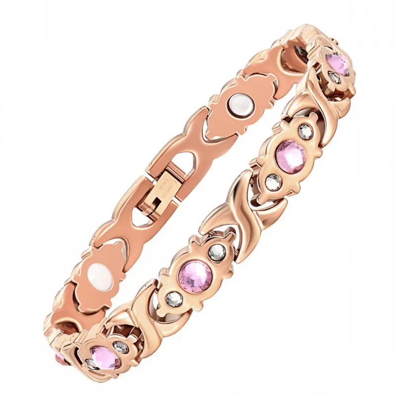 Nandudu Copper Magnetic Bangle for Female, Fashionable Dainty Minimalist Adjustable Jewelry, Casual Daily Elegant Gift (Artificial Gemstone Bracelet Accessory)