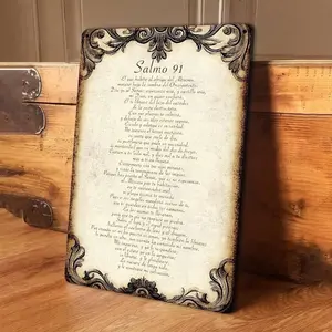 Spanish Psalm 91 2D Flat Aluminum Wall Sign 8x12 Inch Religious Metal Poster God Bless This Home Home Blessing Decor Prayer Room Living Room Art Pre Drilled Holes No Rope