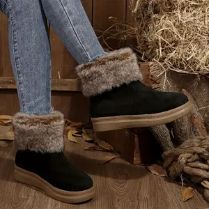 Women'S Plush faux fur-Lined Winter Snow Boots with Plush Lining & Arch Support - Slip-On Round Toe Mid-Heel Flat Sole, Warm faux fur Upper & Cushioned Insole for Cold Weather, /Red/ - All-Season, Winter Boots For Women, Womens Winter Boots With Hee