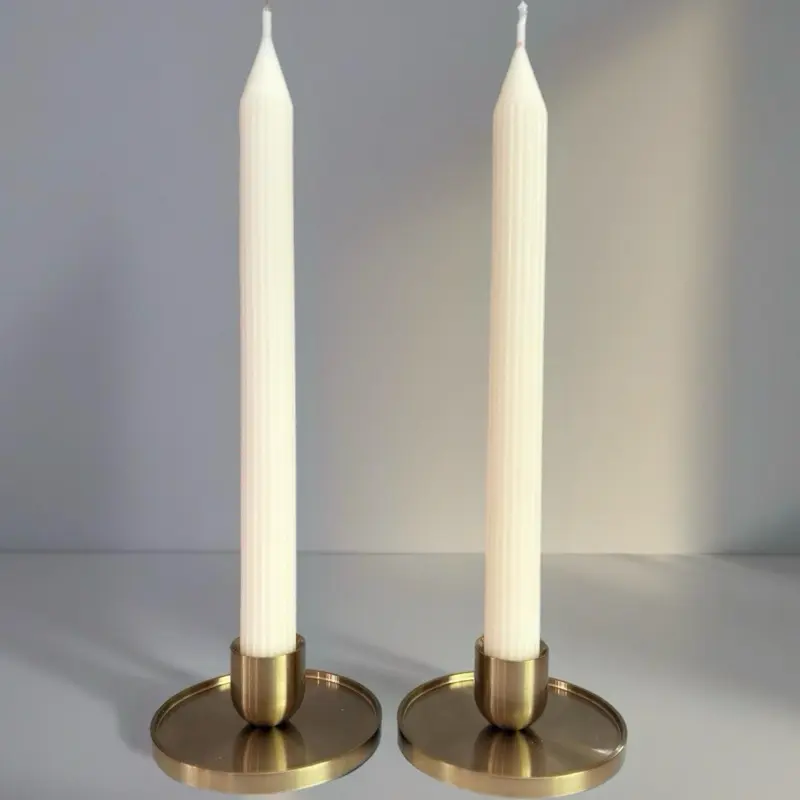 Tall Taper Candle, Soy & Beeswax, Fall Candlestick: Elegant Ribbed Design, 10 Inch, 1 pc