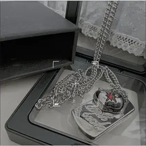 Love And Deepspace Caleb Same Stainless Steel Anime Style Solid Necklace Non Fading Titanium Steel Square Brand Necklace Periphe