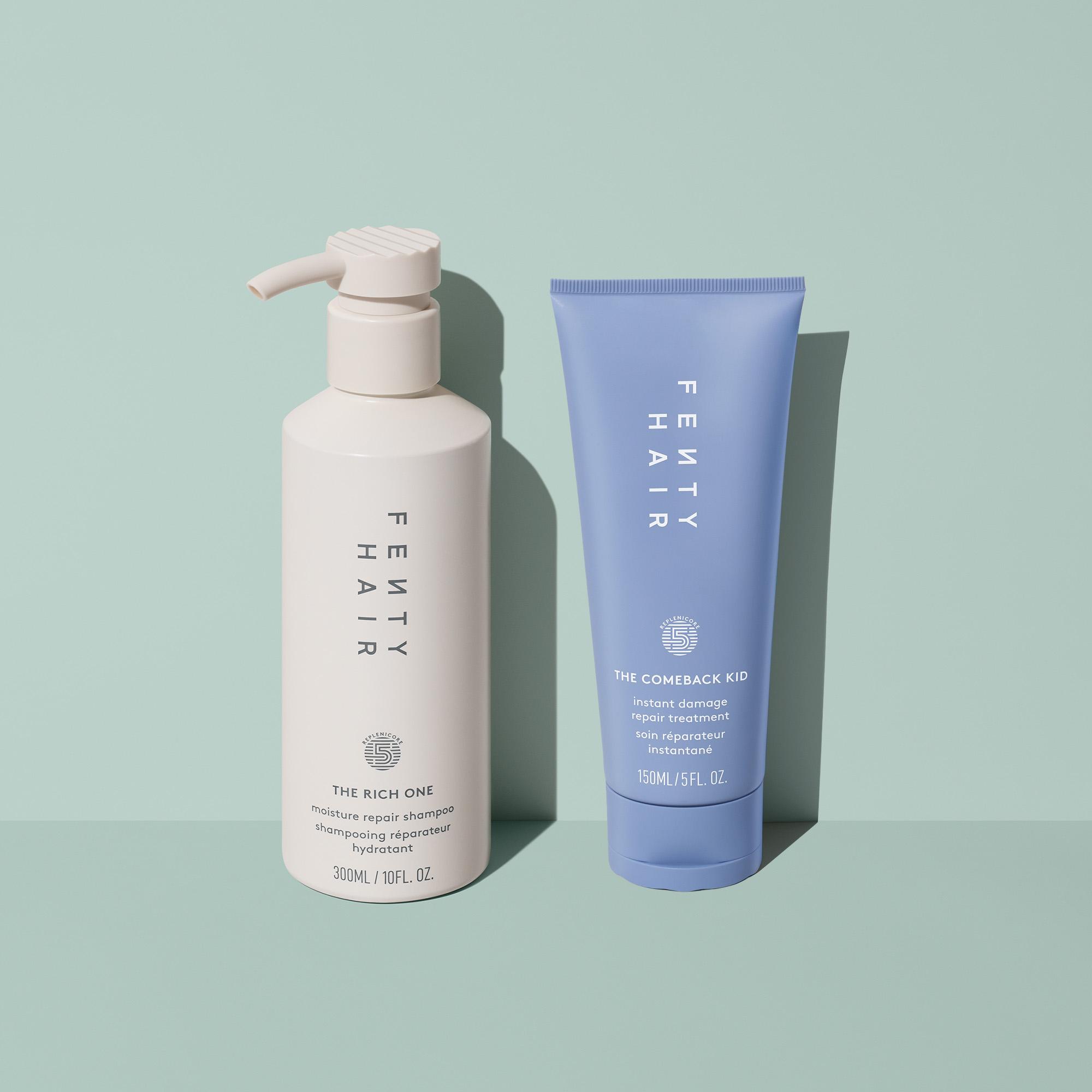 Fenty Hair Damage Repair Duo: The Rich One Moisture Repair Shampoo The Comeback Kid Instant Damage Repair Treatment Hai
