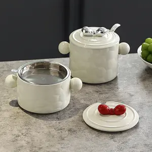 Ceramic Bacon Grease Container with Strainer Farmhouse Kitchen Decor Oil Storage Canister Grease Keeper Kitchen Counter Storage Container