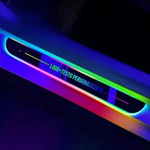 Custom Logo and Text Car Door Sill Lights Auto-Sensing, Personalized LED Welcome Gifts for Men Women, 7 Colors Magnetic Adsorption Wireless Pedal Light for All Cars