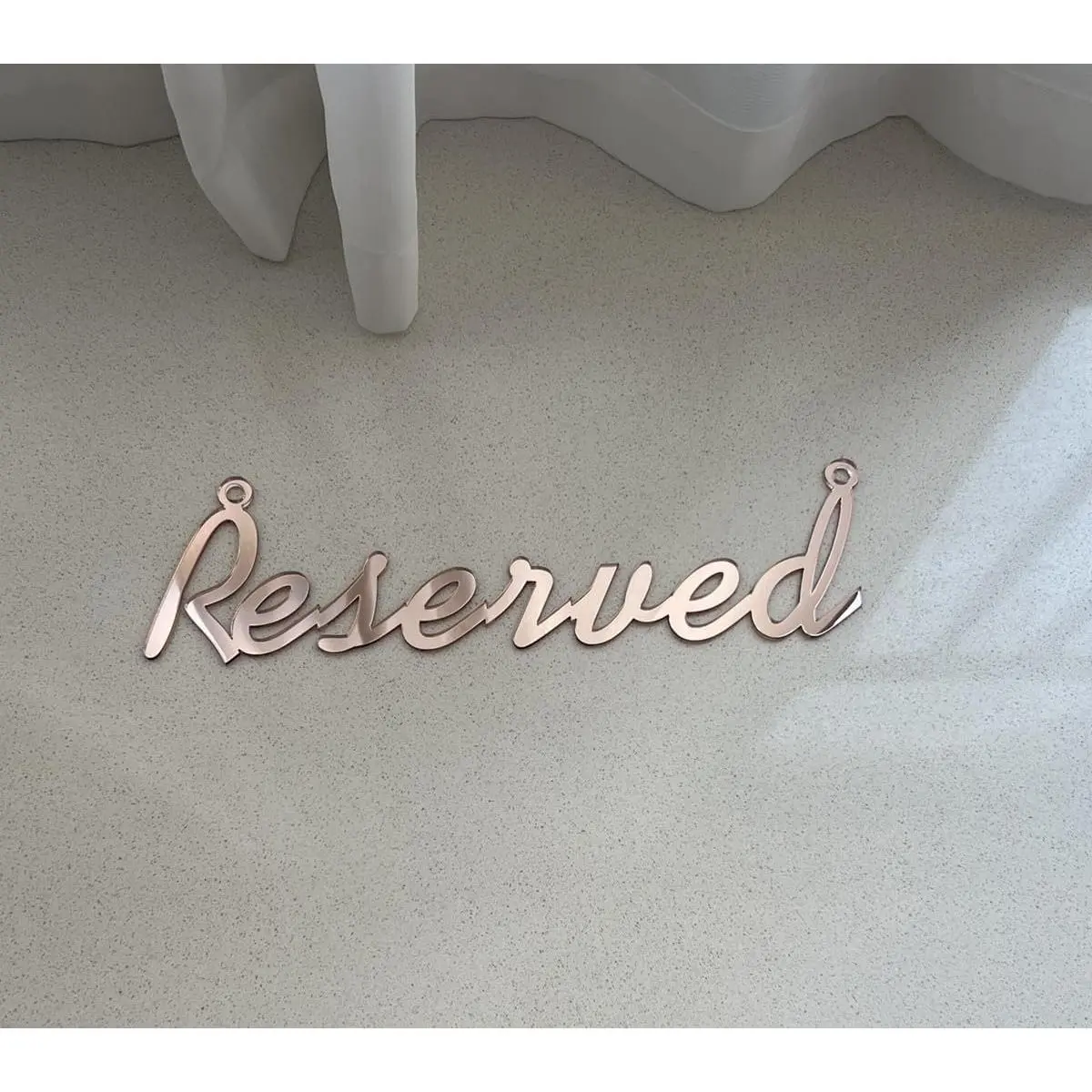 8pcs Hanging Acrylic Reserved Sign,Reserved Seating Signs with Rope for WeddingImportant Events Church Pews Chair and Restaurant (Reserved, Rose Gold Mirror)