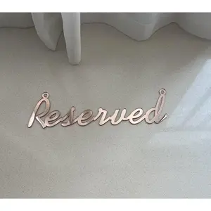 8pcs Hanging Acrylic Reserved Sign,Reserved Seating Signs with Rope for WeddingImportant Events Church Pews Chair and Restaurant (Reserved, Rose Gold Mirror)