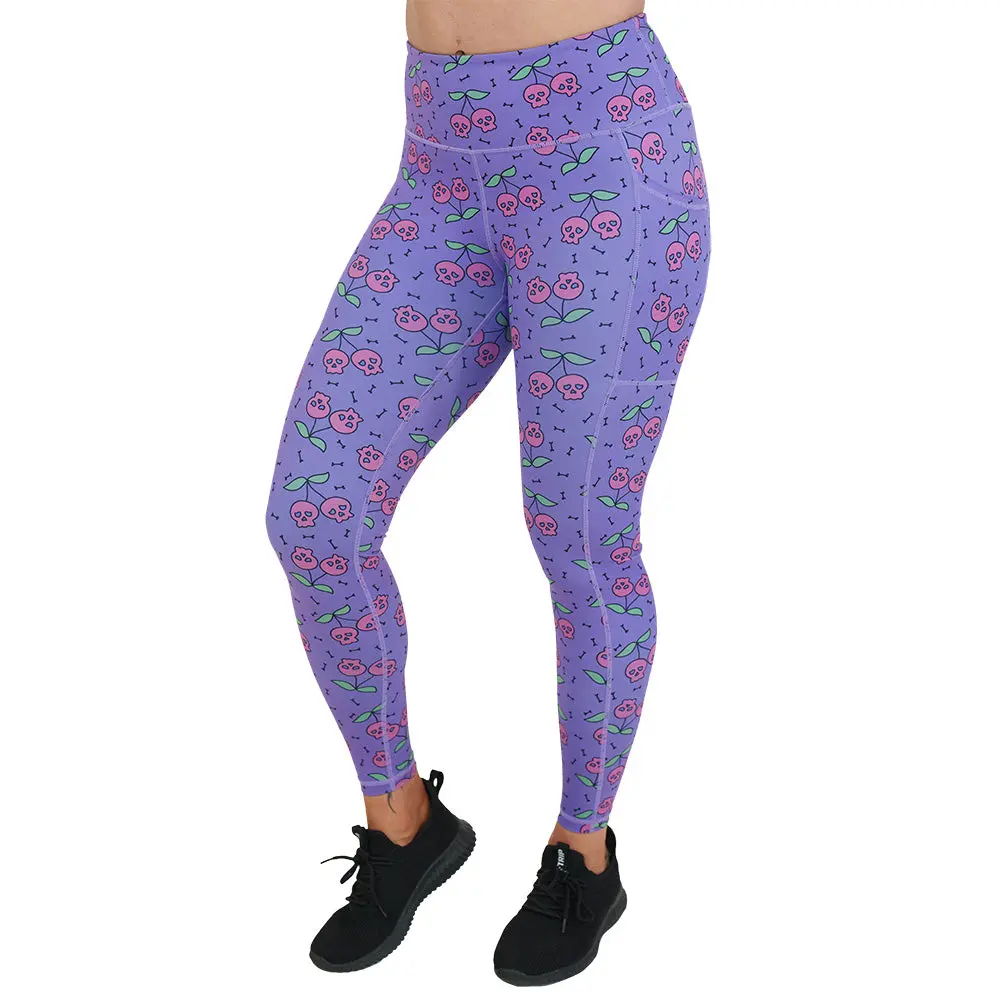 CVG Cherry Picked Leggings, Polyester, Spandex, Pockets, Fitted, Sporty Chic CVG Cherry Picked Leggings, Polyester, Spandex, Pockets, Fitted, Sporty Chic