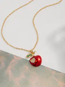 Cute Apple Design Pendant Necklace with Box & Greeting Card, Elegant Stainless Steel Jewelry for Women, Fashion Jewelry for Party, Daily Decor, Trendy All-match & Exquisite Jewelry for Birthday Gift