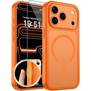 zapica Magnetic for iPhone 17 Pro Case, Upgraded [Camera Control Button] [Full Camera Protection] [with 1 Screen Protector] Translucent Matte Shockproof Protective Phone Cover, Starry Orange