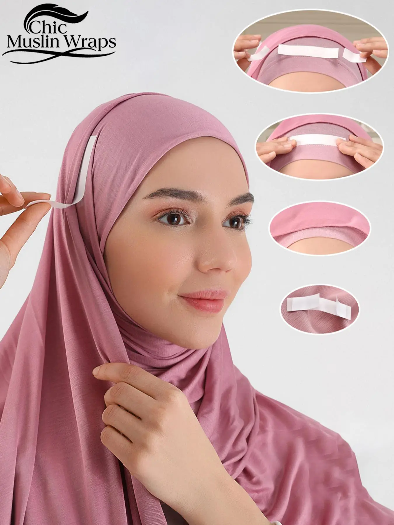 1 Pack 36 Pieces Headscarf Tape Accessories Set, Includes Anti-Slip Double Sided Tape, Easy Wear Casual Modest Scarf Tricks, Half Hijab For Muslim