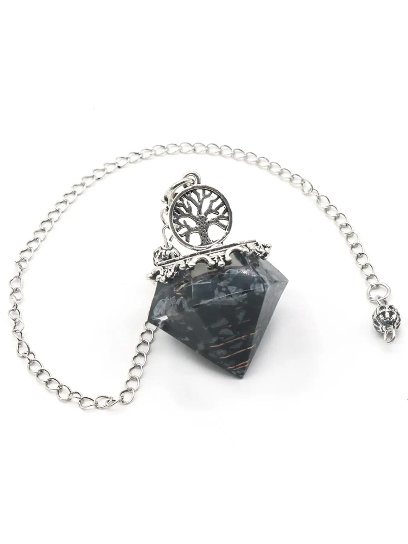 Diamond Shape Pendulum, Natural Crystal Agate Resin Chipped Stone Style, Unique Design Pendant, Energy Calming Deep Communication, 1 Piece, Crystal Pendant Necklace, Crystal Jewellery