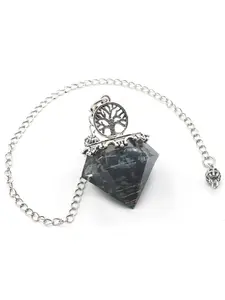Diamond Shape Pendulum, Natural Crystal Agate Resin Chipped Stone Style, Energy Calming Deep Communication, 1 Piece