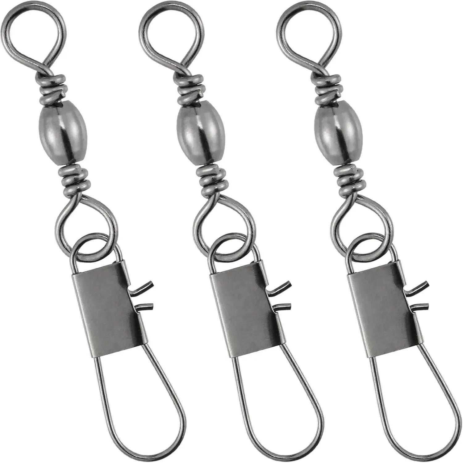 Fishing Snap Swivels Set, 50pcs/200pcs Barrel Snap Swivels Fishing Accessories Kit, Fishing Gear with Ball Bearing Swivel Snap Connector