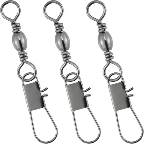 Fishing Snap Swivels Set, 50pcs/200pcs Barrel Snap Swivels Fishing Accessories Kit, Fishing Gear with Ball Bearing Swivel Snap Connector