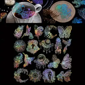 Pack Of 80 Transparent Laser Stickers, PET Creative DIY Retro Hand Account Holographic Stickers Self-Adhesive,Shiny Finish,Journal Decoration Vibrant Stickers