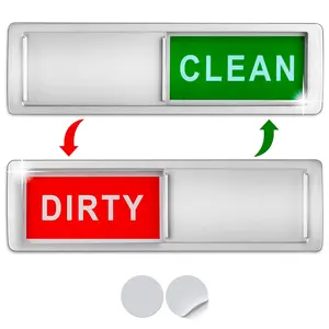 LMMAKE Dishwasher Clean Dirty Indicator Magnet Silver Finish Super Strong Self Adhesive Round Shape Ergonomic Swipe Mechanism Versatile Installation Perfect Gift with Two Strong Adhesives for Kitchen Decor