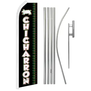 Polyester Chicharron Flag with Steel-Aluminium Pole Complete Kit, 11.5x2.5 ft Festive Banners for Home, Party Supplies Backdrops