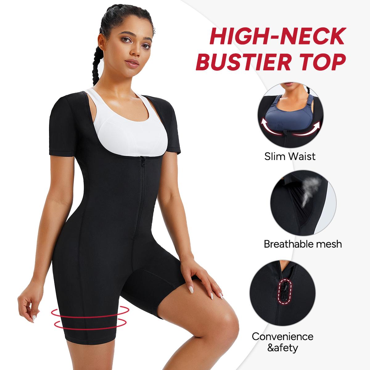 Nebility Women's Full Body Sauna Suit Long-Sleeved Jumpsuit with Waist Trainers for Sweating Profusely - Stylish Activewear & Sports Outfits Workout Gym Clothing Workout Apparel