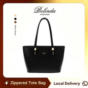 BELINDA Women's Structured Tote Bag – Minimalist Luxury Shoulder Purse, Scratch-Resistant Vegan Leather Work Bag, Spacious Everyday Carryall with Reinforced Straps & Zipper Organizer outdoorfun
