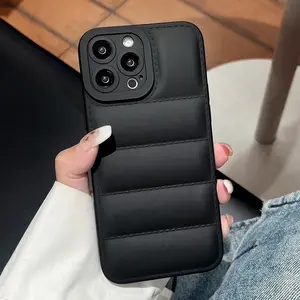 Down Jacket Style Tpu Anti-Drop Shockproof Durable Phone Case for iPhone 17/17 Pro/17 Pro Max, Soft Protective Cover for 11/12/13/14 Pro Max/15 Pro/16 Plus/16/16 Pro Max