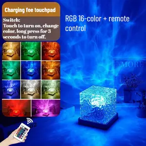 Rechargeable Shower Light No Wiring, 16 ColorChangeable Ocean Wave Projector Light,Dimmable Waterproof Shower Lamp with Remote,Rotating Flame Water Ripple Lamp for Shower,Bathroom, Bedroom Decor