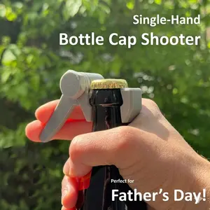 Beer Bottle Cap Launcher/Bottle Opener - One-handed bottle cap shooting drinking game gadget - Fun party accessory, cool gift for men, dads, and husbands - Portable and durable bottle cap opener, Father's Day and birthday gift.