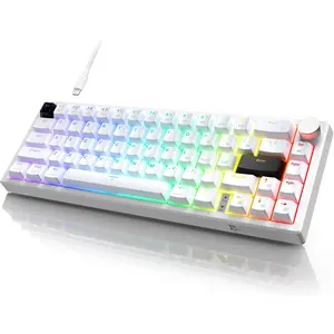 X82 Wired Gaming Keyboard with Volume Knob,60% Mechanical Keyboard Gasket Mount RGB Backlit with Software,Mini Keyboards with 66  Hot Swappable Red ,Translucent Characters White