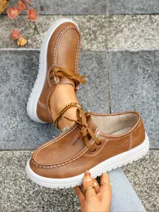 Women's Fashion PU Leather Slip-On Loafers, Casual Lightweight Flat Shoes, Comfortable Minimalist Workwear, All-Season Plain Design, Office Shoes, Commuter Shoes, Slip On Flats, Footwear