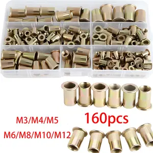 160pcs Professional Color Rivet and Nut Tool Set, Durable Hardware Hand Tools for Sheet Metal, Ideal for Home DIY Projects, Versatile Application