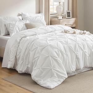 【Deals For You Days】7 PCS-Bedsure Soft  Pintuck Messy Bedding Sets - Multi-Color,Cloud-like,Ultra-Soft,Machine Washable,Luxury Bedroom Decor Accessories,Breathable,All-Season King Size Comforter Sets,Hotel Quality, Restful Sleep, Geometric Pattern
