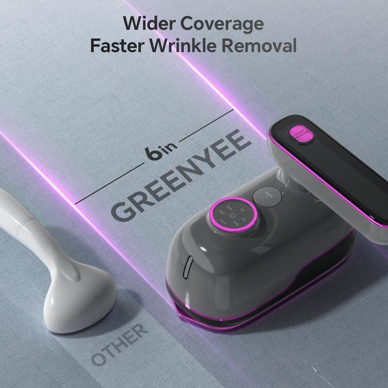 GREENYEE No Burns & 2X Faster | 150ml Smart Steam Iron | No Leaking 1000W, 6 Modes LED & 6.5" Wide Panel 2-in-1