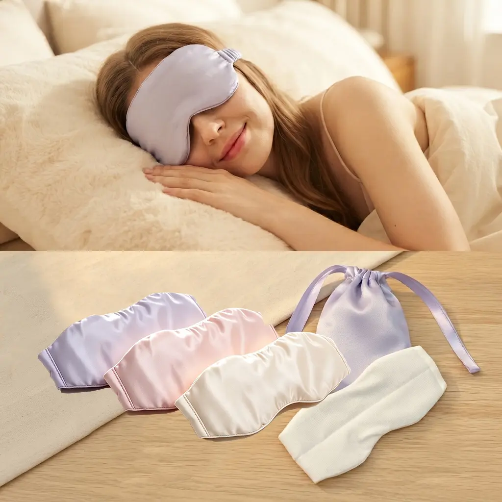 Ultra-Soft Weighted Sleep Mask for Women - Soothing Heat Function, Lavender Infusion, Light-Blocking, Adjustable Strap, Relief for Headache/Sinus/Dry Eyes, Wear Heated Mask for RelaxationSleep Nap Travel