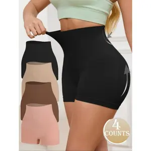Women's Solid Color High Waist Shapewear Shorts, Tummy Control Butt Lifting,Full Coverage Shapewear Bottoms, Seamless Body Shaper for Daily Wear and Outdoor
