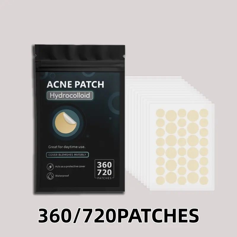 360/720pcs Skin-Tone Hydrocolloid Acne Patch Kit – Deep-Cleansing, Hypoallergenic Blemish Dots, Blemish Patches for All Skin Types | Natural Invisible Pimple Covers for Smooth Finish, Gentle Healing, Everyday Care & Acne Spot Patches
