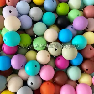 15mm round silicone beads - mixed colors