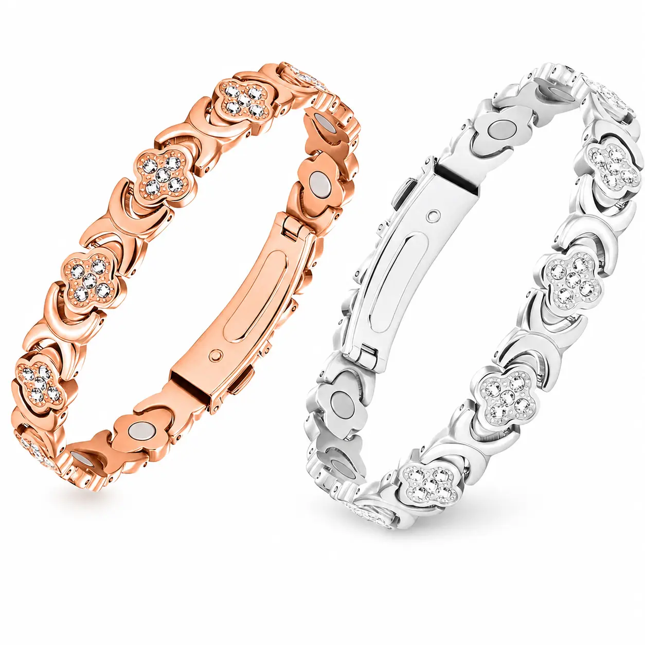 Feraco Pure Copper Bracelets for Women, Ultra Strength Magnetic Bracelet with 3800 Gauss Magnets & Sparkling Cubic Zirconia, Adjustable,charm bracelet