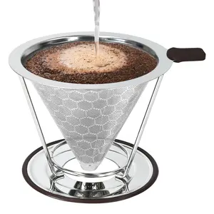 Pour Over Coffee Dripper, Coffee Filters with 800 Mesh Steel Mesh Optimize Extraction For Rich Coffee Flavor, Stainless Steel Filter, Paperless Pour-over Coffee Maker