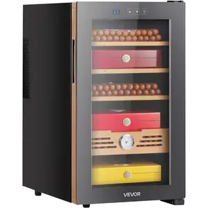 VEVOR Electric Humidor, 16L, 100 Counts Electric Cigar Humidor Cabinet with Cooling Temperature Control, Spanish Cedar Wood Shelves Drawers, Mechanical Hygrometer, 2 Layers, Cooler for HouseholdVEVOR Super Brand Day